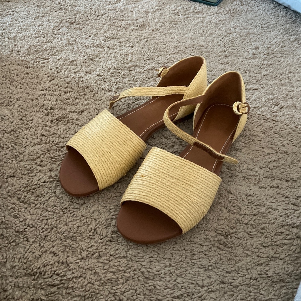 STAUD Catharine raffia and leather sandals - Picture 2 of 7